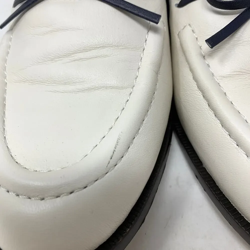 J. Crew Two Tone Classic Leather Loafers Womens Size 9 Cream Black Slip On